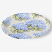 Hydrangea Plates | Elegant Ivory Blue Floral Party Pappteller (Schrägansicht)