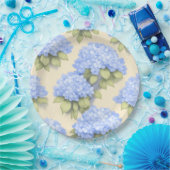 Hydrangea Plates | Elegant Lemon Blue Floral Party Pappteller (Party)