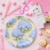 Hydrangea Plates | Elegant Lemon Blue Floral Party Pappteller (Party)