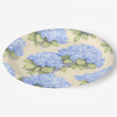 Hydrangea Plates | Elegant Lemon Blue Floral Party Pappteller (Schrägansicht)