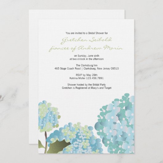 Hydrangea-Polterabend Einladung (Vorne/Hinten)