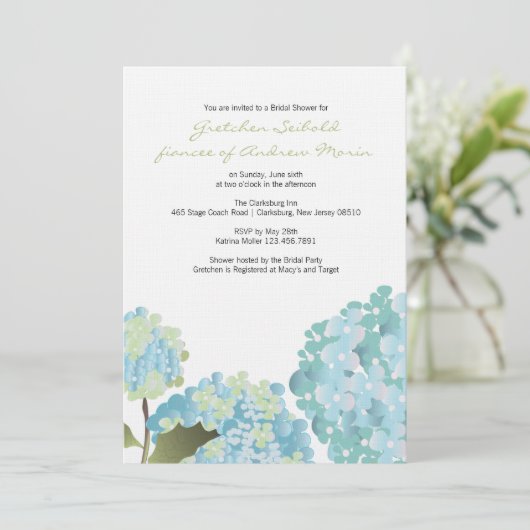 Hydrangea-Polterabend Einladung (Stehend Vorderseite)