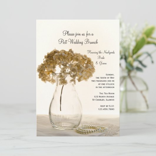 Hydrangea Post Wedding Brunch Einladung (Stehend Vorderseite)