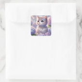 Hydrangea Princess Cat Quadratischer Aufkleber (Tasche)
