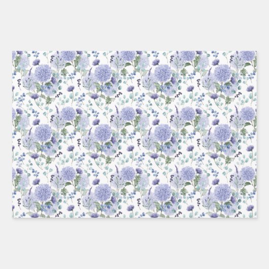 Hydrangea Print Wrapping Paper Sheets Geschenkpapier Set (Vorderseite)