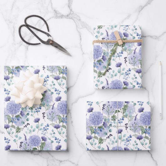 Hydrangea Print Wrapping Paper Sheets Geschenkpapier Set (Vorderseite)
