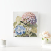 Hydrangea Quadratische Wanduhr (Zuhause)