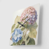 Hydrangea Quadratische Wanduhr (Winkel)