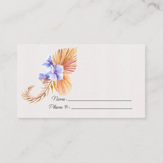 Hydrangea Raffle Ticket Begleitkarte (Rückseite)