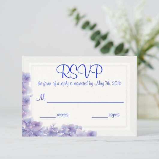 Hydrangea Response Card RSVP Karte (Stehend Vorderseite)
