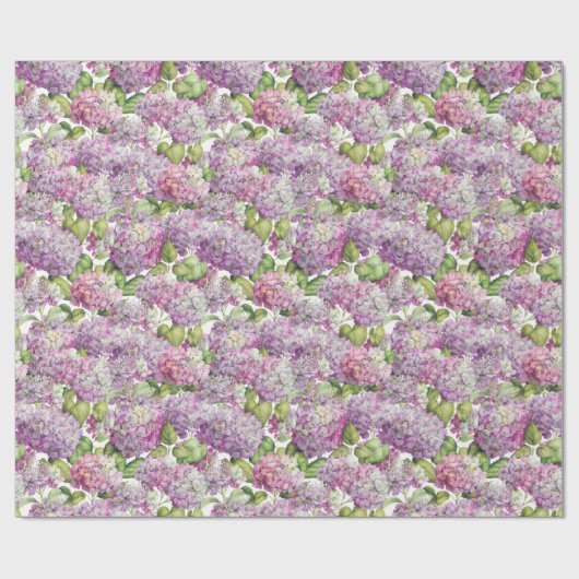 Hydrangea-rosa Lavendel-mit Blumenmuster Geschenkpapier (Flach)