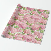 Hydrangea-rosa mit Blumenmuster Geschenkpapier (Ungerollt)