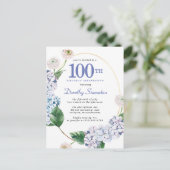 Hydrangea Rose 100. Geburtstag Sommereinladung Postkarte (Stehend Vorderseite)