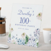 Hydrangea Rose 100. Geburtstagsparty Begrüßungszei Sockelschild (In Situ)