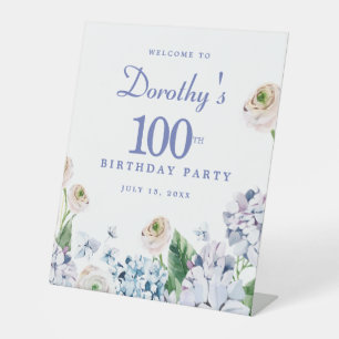 Hydrangea Rose 100. Geburtstagsparty Begrüßungszei Sockelschild