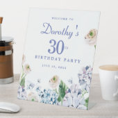 Hydrangea Rose 30. Geburtstag Party Begrüßungszeic Sockelschild (In Situ)