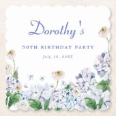Hydrangea Rose 50. Geburtstag Personalisiert Custo Untersetzer (Vorderseite)