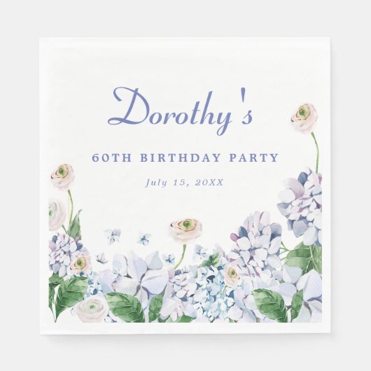 Hydrangea Rose 60. Geburtstag Personalisiert Custo Serviette (Vorderseite)