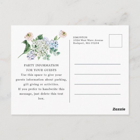 Hydrangea Rose 60. Geburtstag Sommereinladung Postkarte (Rückseite)