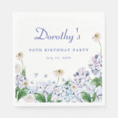 Hydrangea Rose 90. Geburtstag Personalisiert Custo Serviette (Vorderseite)