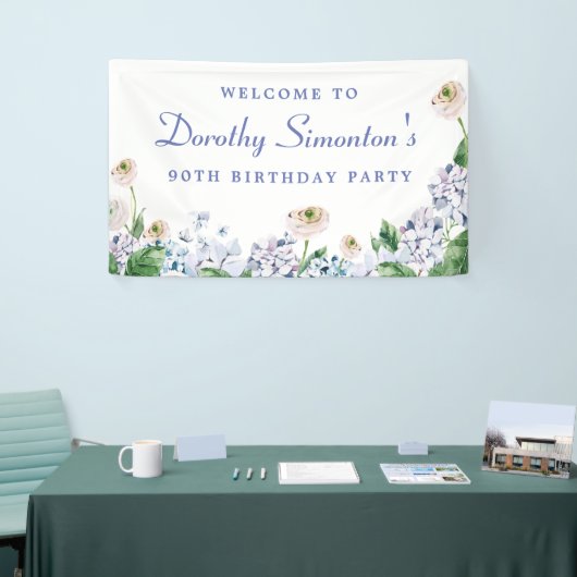 Hydrangea Rose 90. Geburtstag Willkommen Banner (Messeveranstaltung)