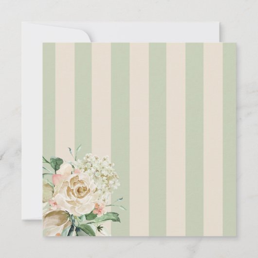 Hydrangea Rose Blumenzange Grüne Hochzeit Einladung (Rückseite)