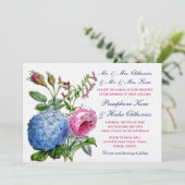 Hydrangea Rose Blumenzwiebeleinladungen Einladung (Stehend Vorderseite)
