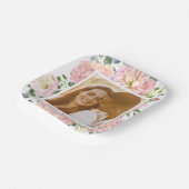 Hydrangea Rose Rosa Aquarellfarben Foto Pappteller (Gewinkelt)