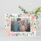 Hydrangea Rose Rosa Aquarellfarben Foto Save The Date (Stehend Vorderseite)