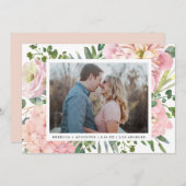Hydrangea Rose Rosa Aquarellfarben Foto Save The Date (Vorne/Hinten)
