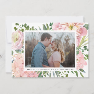 Hydrangea Rose Rosa Aquarellfarben Foto Save The Date