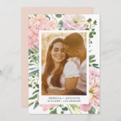 Hydrangea Rose Rosa Aquarellfarben Foto Save The Date (Vorne/Hinten)