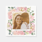 Hydrangea Rose Rosa Aquarellfarben Foto Serviette (Vorderseite)