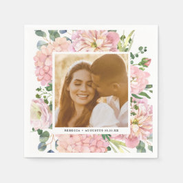 Hydrangea Rose Rosa Aquarellfarben Foto Serviette