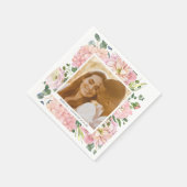 Hydrangea Rose Rosa Aquarellfarben Foto Serviette (Ecke)