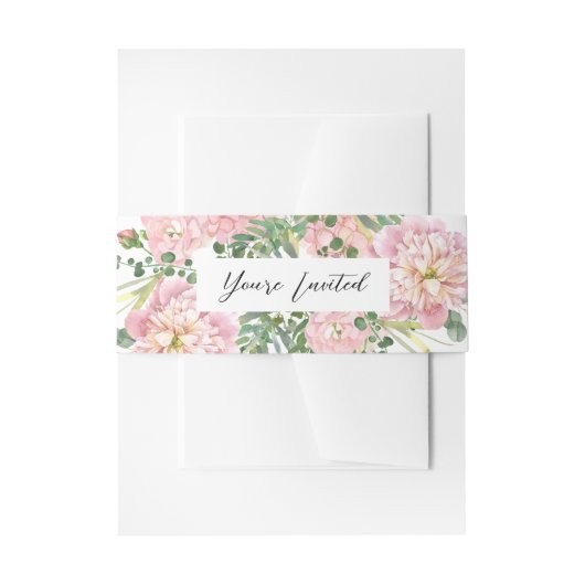 Hydrangea-Rose Rosa Wasserfarbe Einladungsbanderole (Vorderseite Beispiel)