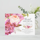 Hydrangea-Rosen-BlumenBrautparty-Einladungen Einladung (Stehend Vorderseite)