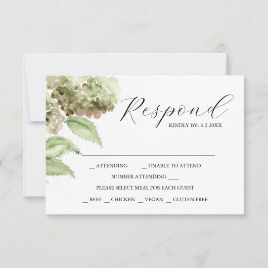 Hydrangea RSVP Cards for Wedding Karte (Vorderseite)