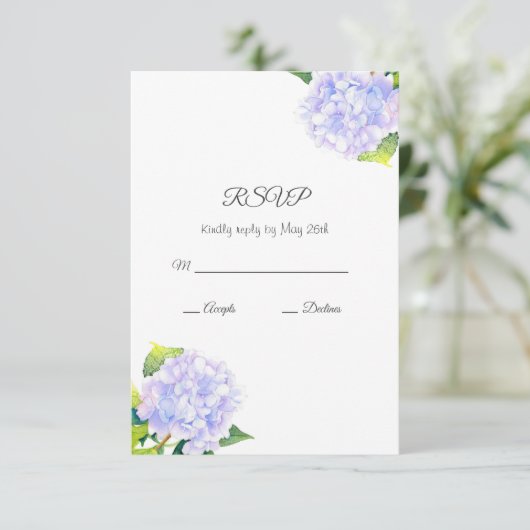 Hydrangea RSVP Karte (Stehend Vorderseite)