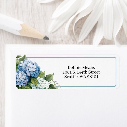 Hydrangea-Rücksende-Adresse-Etikett (Insitu)