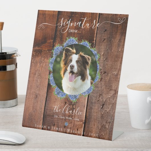 Hydrangea Rustikales Holz 1 Foto Signature Pet Dri Sockelschild (In Situ)