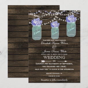 Hydrangea Rustikales Mason Glas Hochzeit Einladung