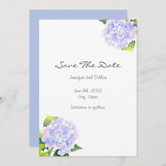 Hydrangea Save The Date (Vorne/Hinten)