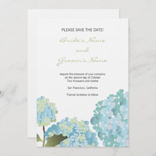 Hydrangea Save the Date Hochzeitsankündigung (Vorne/Hinten)