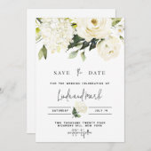 Hydrangea-Save the Date-Vorlage, Weiße Rosen Einladung (Vorne/Hinten)