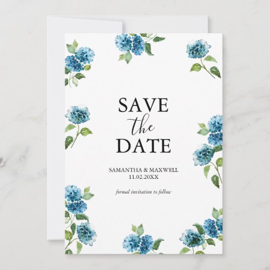 Hydrangea Save The Date With Picture