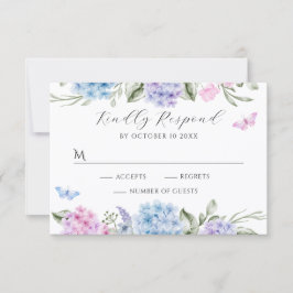 Hydrangea-Schmetterling RSVP Karte