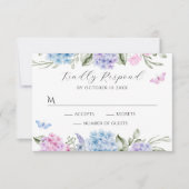 Hydrangea-Schmetterling RSVP Karte (Vorderseite)