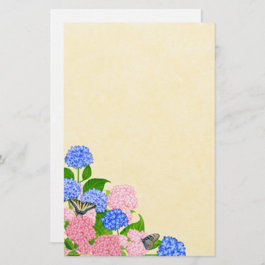 Hydrangea-Schmetterlings-Garten-Briefpapier Briefpapier (Vorne/Hinten)