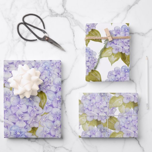 Hydrangea-Shades von Violetblau Geschenkpapier Set (Vorderseite)